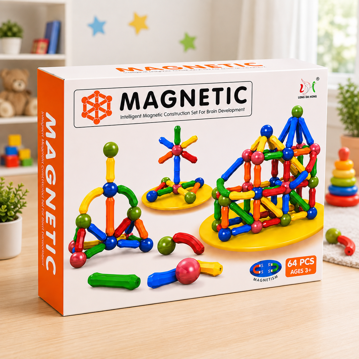 Magnetic Construction Building Set – 64 Pieces Educational Toy — buy kids toys online in Pakistan | Toy Shoy